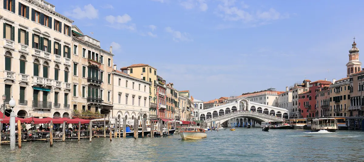 Panorama of the Grand Canal with the Rialto Bridge