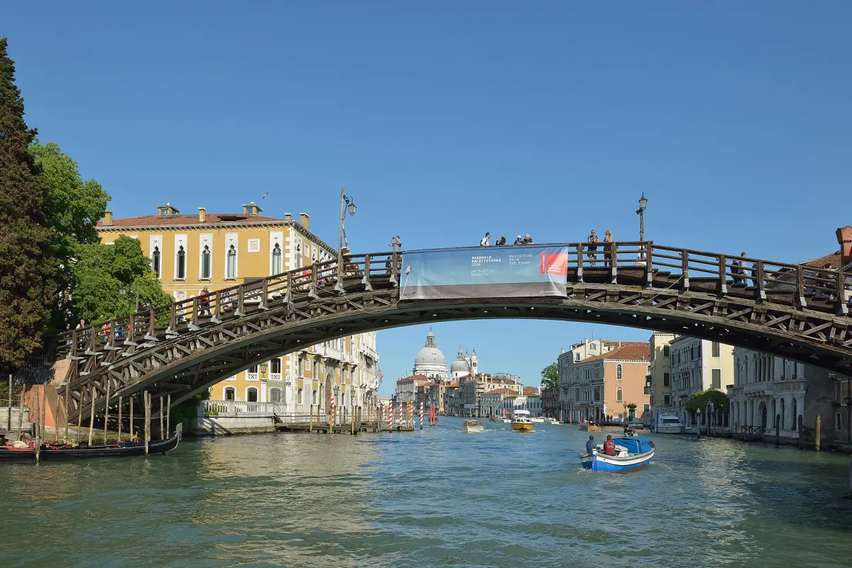 The wooden Accademia Bridge over the Grand Canal