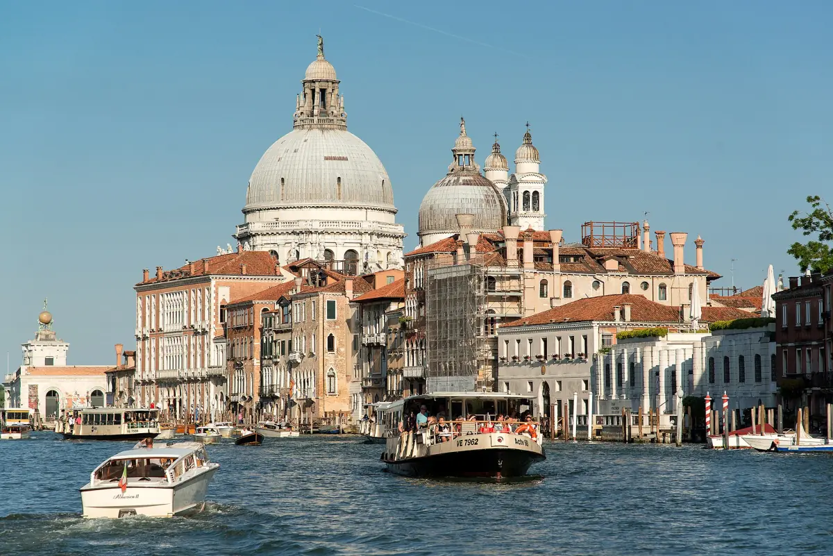 A vaporetto and other boats on the Grand Canal