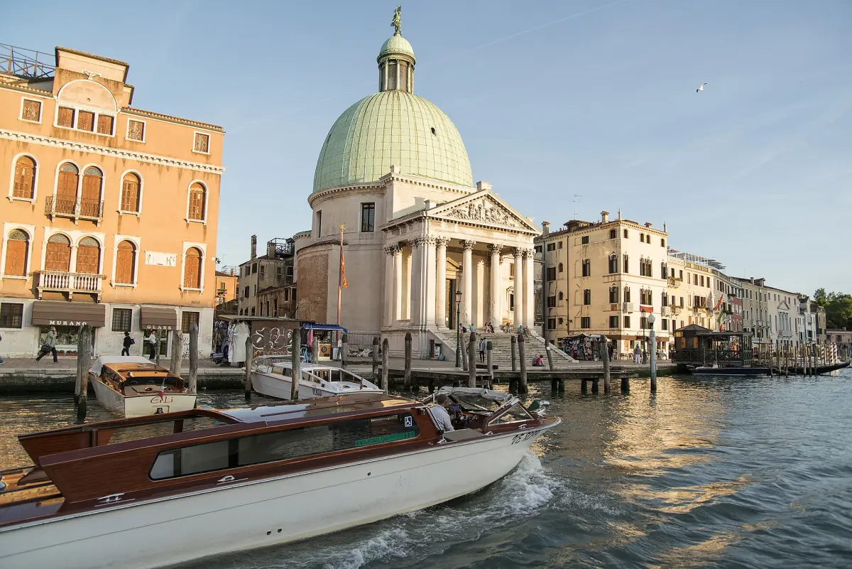 A water taxi on the Grand Canal near the station
